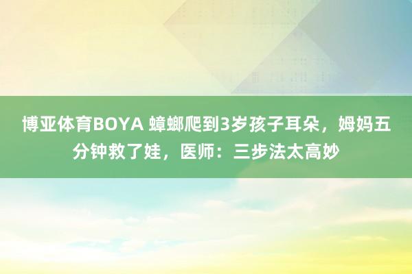 博亚体育BOYA 蟑螂爬到3岁孩子耳朵,姆妈五分钟救了娃,医师:三步法太高妙