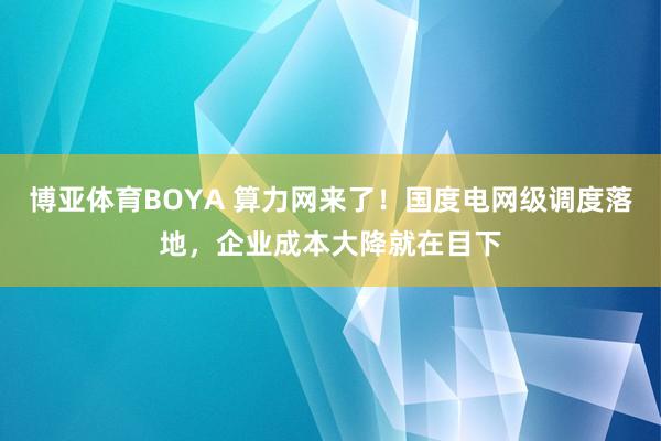 博亚体育BOYA 算力网来了!国度电网级调度落地,企业成本大降就在目下