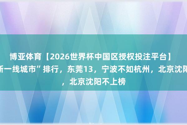博亚体育【2026世界杯中国区授权投注平台】 中国“新一线城市”排行,东莞13,宁波不如杭州,北京沈阳不上榜