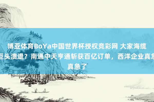 博亚体育BoYa中国世界杯授权竞彩网 大家海缆三巨头溃退?南通中天亨通斩获百亿订单,西洋企业真急了