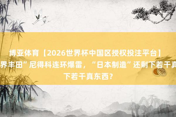 博亚体育【2026世界杯中国区授权投注平台】 “电机界丰田”尼得科连环爆雷，“日本制造”还剩下若干真东西？