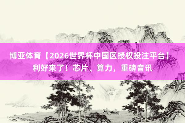 博亚体育【2026世界杯中国区授权投注平台】 利好来了!芯片、算力,重磅音讯