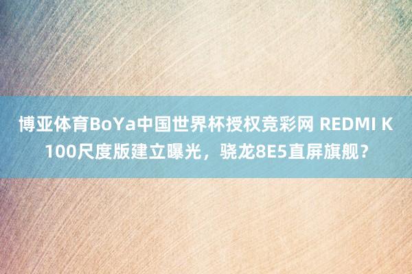 博亚体育BoYa中国世界杯授权竞彩网 REDMI K100尺度版建立曝光,骁龙8E5直屏旗舰?