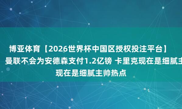 博亚体育【2026世界杯中国区授权投注平台】 泰晤士:曼联不会为安德森支付1.2亿镑 卡里克现在是细腻主帅热点