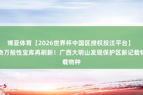 博亚体育【2026世界杯中国区授权投注平台】 生物万般性宝库再刷新!广西大明山发现保护区新记载物种