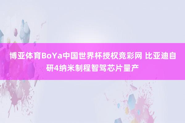 博亚体育BoYa中国世界杯授权竞彩网 比亚迪自研4纳米制程智驾芯片量产