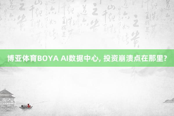 博亚体育BOYA AI数据中心， 投资崩溃点在那里?