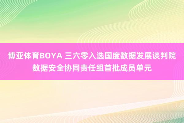 博亚体育BOYA 三六零入选国度数据发展谈判院数据安全协同责任组首批成员单元
