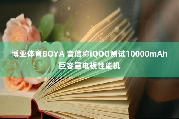 博亚体育BOYA 音信称iQOO测试10000mAh巨容量电板性能机