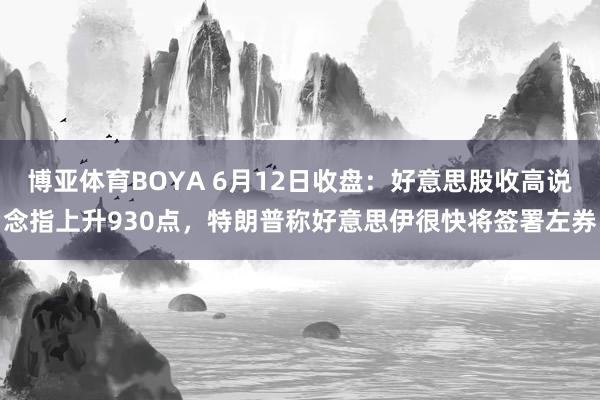博亚体育BOYA 6月12日收盘：好意思股收高说念指上升930点，特朗普称好意思伊很快将签署左券