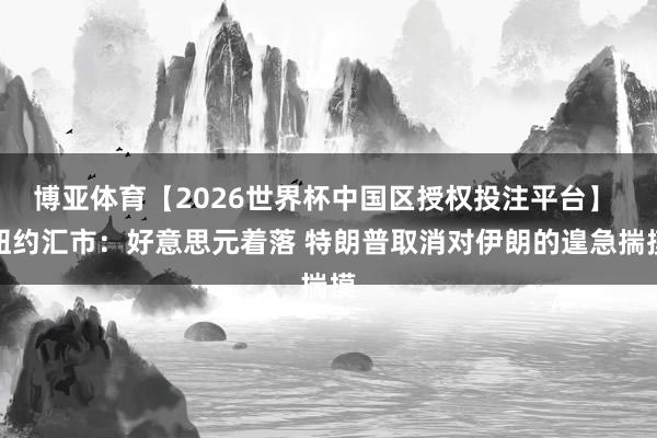 博亚体育【2026世界杯中国区授权投注平台】 纽约汇市:好意思元着落 特朗普取消对伊朗的遑急揣摸