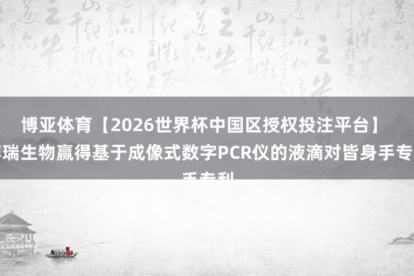 博亚体育【2026世界杯中国区授权投注平台】 博瑞生物赢得基于成像式数字PCR仪的液滴对皆身手专利