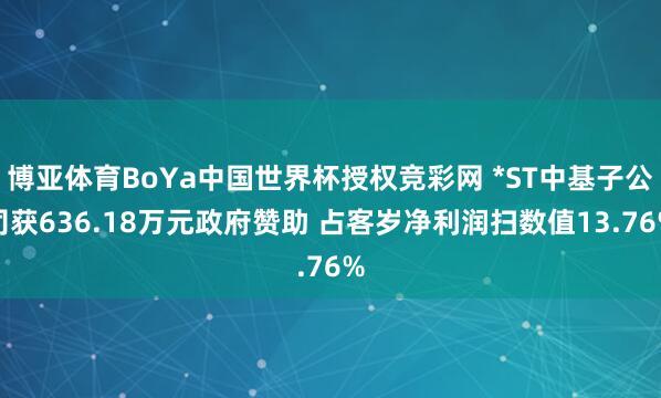 博亚体育BoYa中国世界杯授权竞彩网 *ST中基子公司获636.18万元政府赞助 占客岁净利润扫数值13.76%