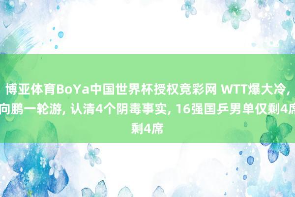 博亚体育BoYa中国世界杯授权竞彩网 WTT爆大冷, 向鹏一轮游, 认清4个阴毒事实, 16强国乒男单仅剩4席