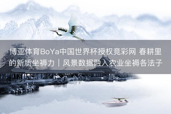 博亚体育BoYa中国世界杯授权竞彩网 春耕里的新质坐褥力|风景数据融入农业坐褥各法子