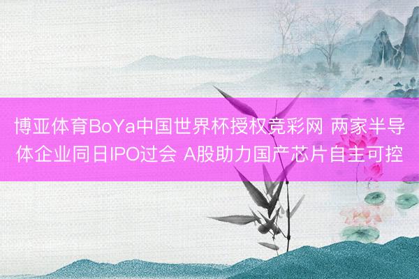 博亚体育BoYa中国世界杯授权竞彩网 两家半导体企业同日IPO过会 A股助力国产芯片自主可控