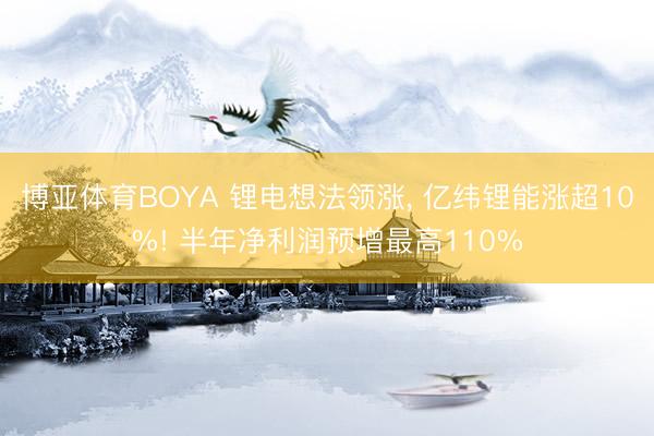 博亚体育BOYA 锂电想法领涨， 亿纬锂能涨超10%! 半年净利润预增最高110%